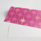 Hot Pink Stars Mid Century Modern Atomic Age Starburst Pattern Wrapping Paper Gallery Image 2