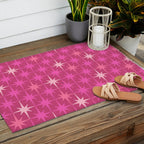 Hot Pink Stars Mid Century Modern Atomic Age Starburst Pattern Outdoor Rug Gallery Image 2