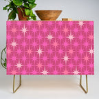 Hot Pink Stars Mid Century Modern Atomic Age Starburst Pattern Credenza Gallery Image 1