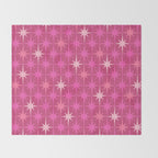 Hot Pink Stars Mid Century Modern Atomic Age Starburst Pattern Throw Blanket Gallery Image 2
