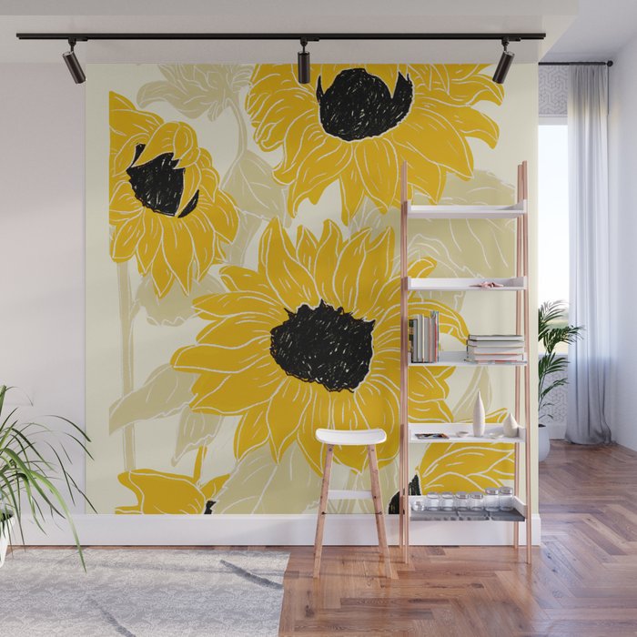 Minimalist Sunflowers Wall Mural Gallery Image 1