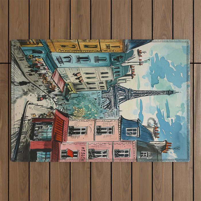 Paris Illustration Outdoor Rug Gallery Image 1