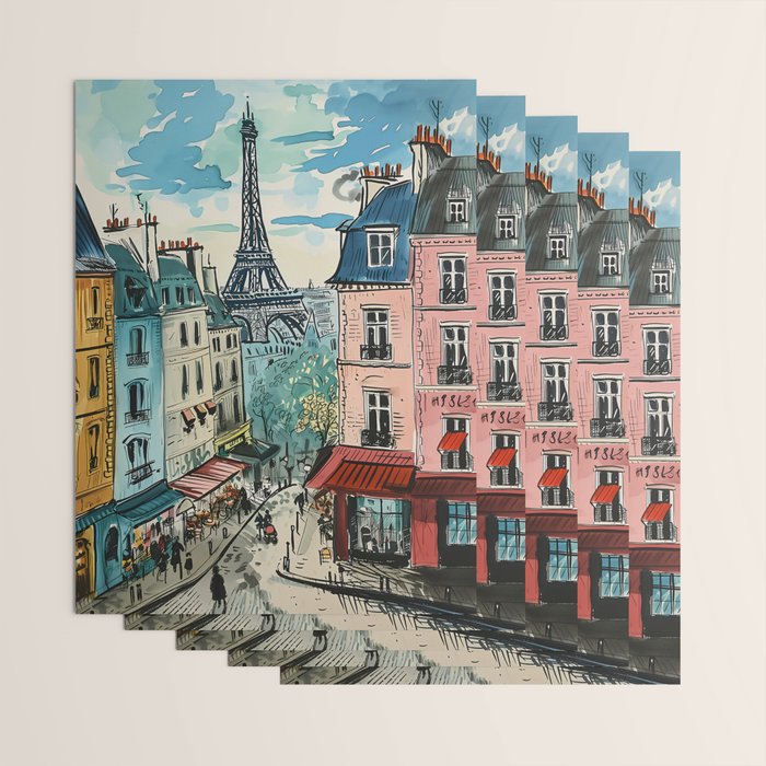Paris Illustration Wrapping Paper Gallery Image 3