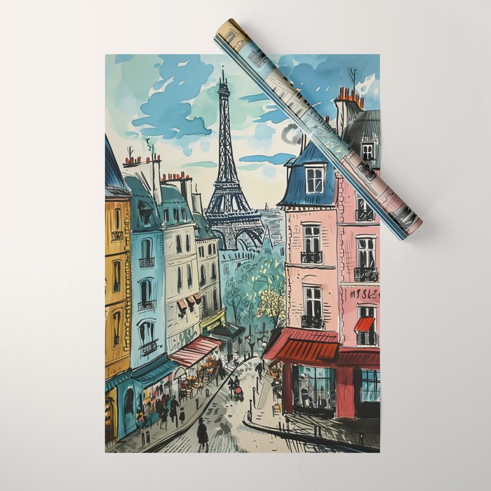 Paris Illustration Wrapping Paper Gallery Image 1