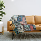 Paris Illustration Throw Blanket Gallery Image 1