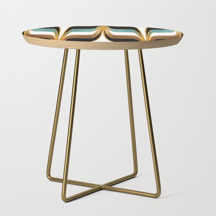Mid Century Modern Liquid Watercolor Abstract / Faux Gold, Ocean Blue Teal, Brown, Black, White/ V1 Side Table Gallery Image 1