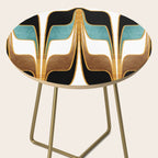 Mid Century Modern Liquid Watercolor Abstract / Faux Gold, Ocean Blue Teal, Brown, Black, White/ V1 Side Table Gallery Image 2