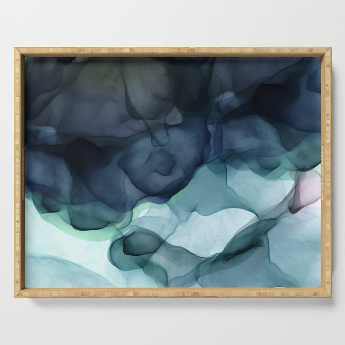 Night Blue Flowing Art Serving Tray Gallery Image 1