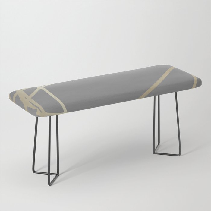 Gold and Gray Circles and Swirls Striped Abstract Pattern Bench Gallery Image 1