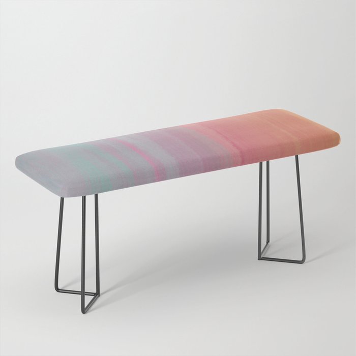 Abstract Orange Pink Teal Watercolor Sunset  Bench Gallery Image 1