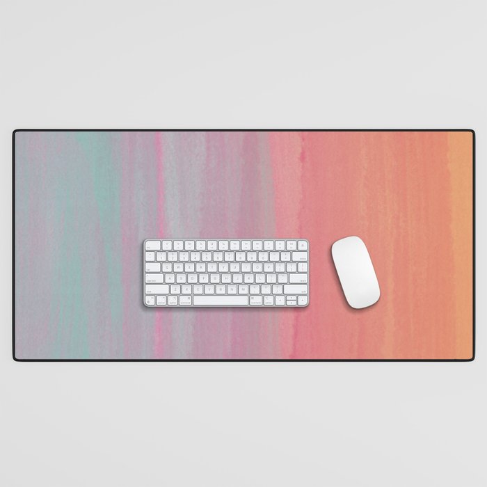 Abstract Orange Pink Teal Watercolor Sunset  Desk Mat Gallery Image 1