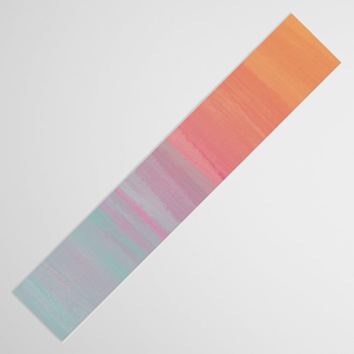 Abstract Orange Pink Teal Watercolor Sunset  Table Runner Gallery Image 3