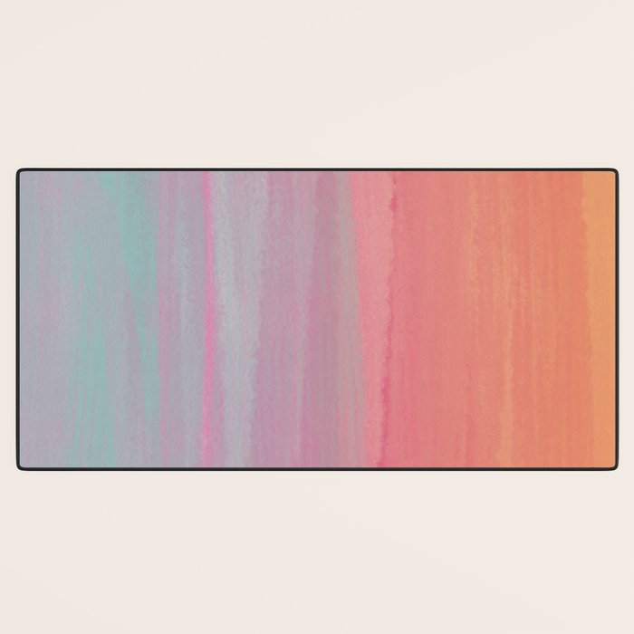Abstract Orange Pink Teal Watercolor Sunset  Desk Mat Gallery Image 3