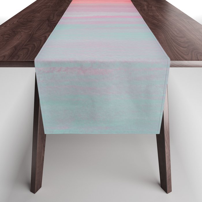 Abstract Orange Pink Teal Watercolor Sunset  Table Runner Gallery Image 1