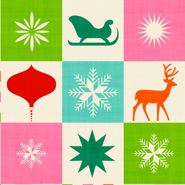 Retro Ditsy Holiday Icons Check pattern - candy Coffee Mug Gallery Image 2