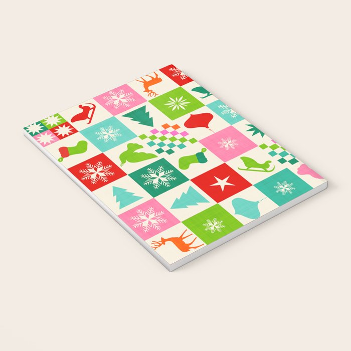 Retro Ditsy Holiday Icons Check pattern - candy Notebook Gallery Image 3