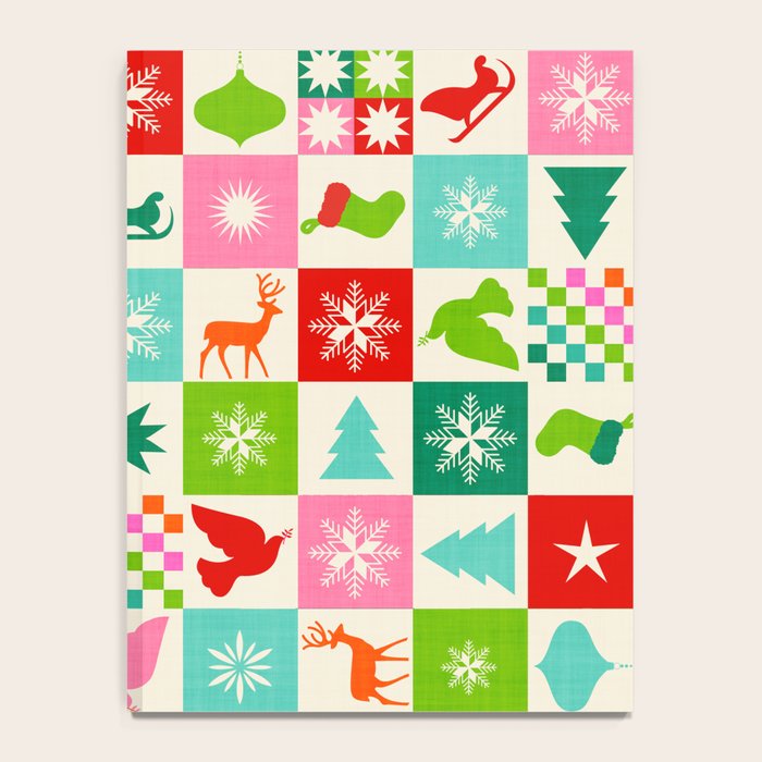 Retro Ditsy Holiday Icons Check pattern - candy Notebook Gallery Image 4