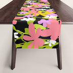 Summer flower meadow on black Table Runner Gallery Image 1