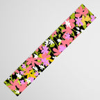 Summer flower meadow on black Table Runner Gallery Image 3