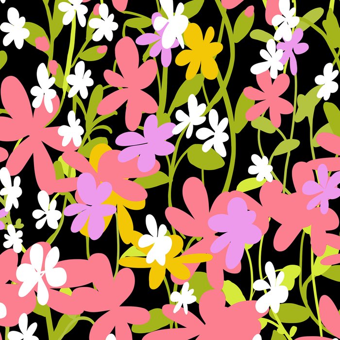 Summer flower meadow on black Coffee Mug Gallery Image 2