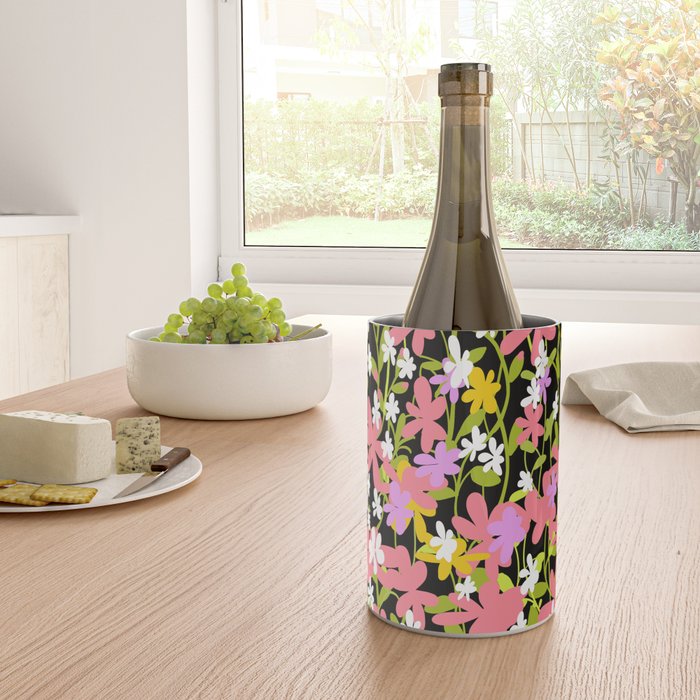 Summer flower meadow on black Wine Chiller Gallery Image 4