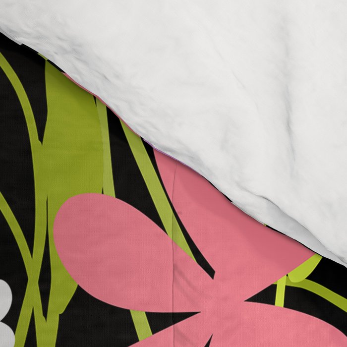 Summer flower meadow on black Comforter Gallery Image 4