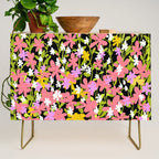 Summer flower meadow on black Credenza Gallery Image 1