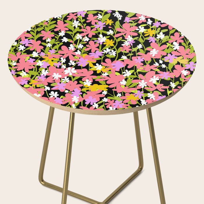 Summer flower meadow on black Side Table Gallery Image 2
