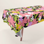 Summer flower meadow on black Tablecloth Gallery Image 1
