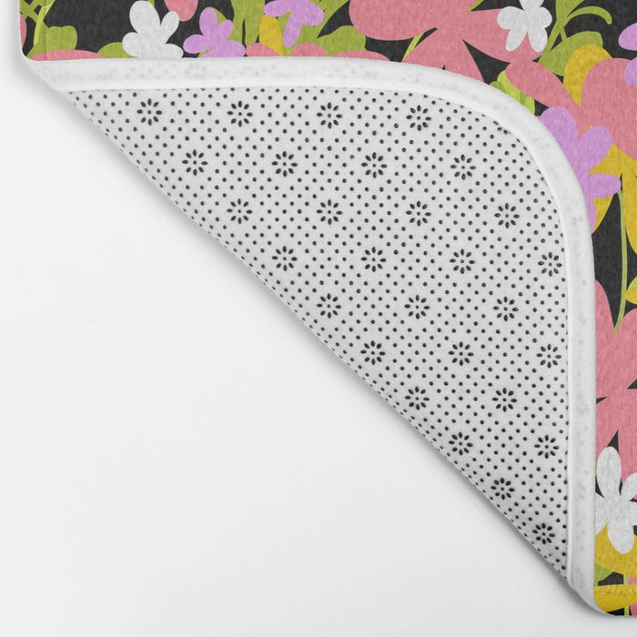 Summer flower meadow on black Bath Mat Gallery Image 2