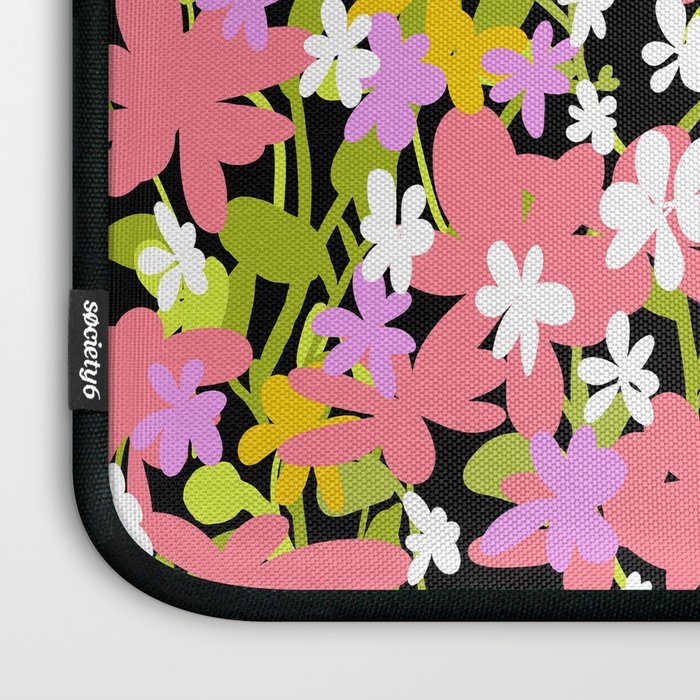 Summer flower meadow on black Laptop Sleeve Gallery Image 3