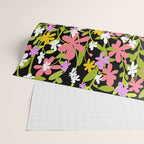 Summer flower meadow on black Wrapping Paper Gallery Image 2