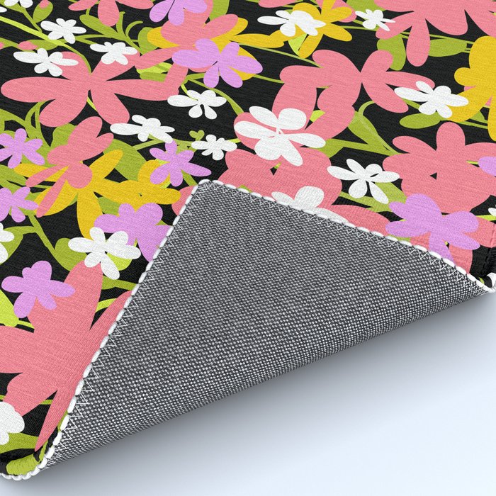 Summer flower meadow on black Rug Gallery Image 4