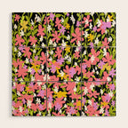 Summer flower meadow on black Wood Wall Art Gallery Image 1