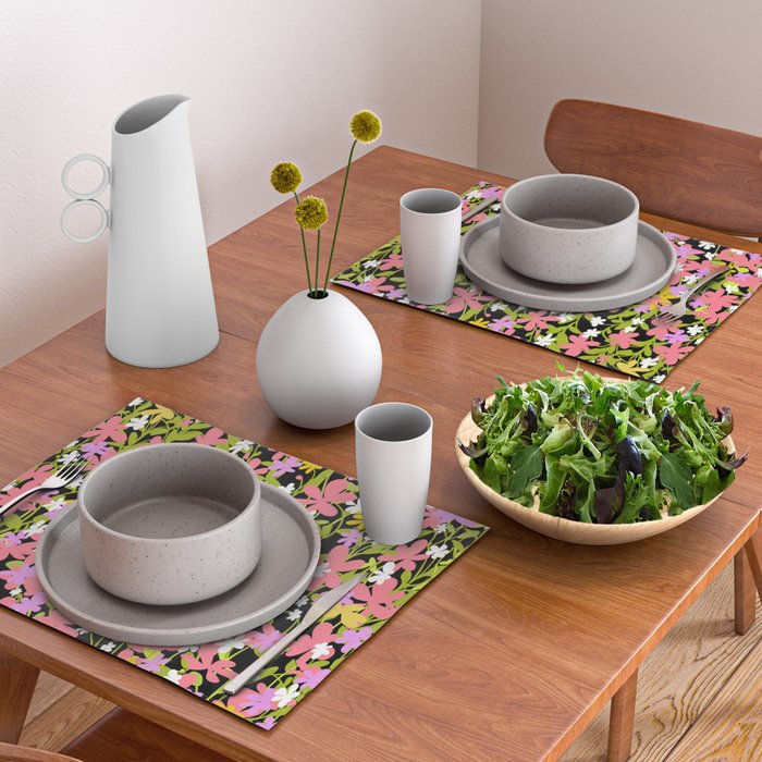 Summer flower meadow on black Placemat Gallery Image 2