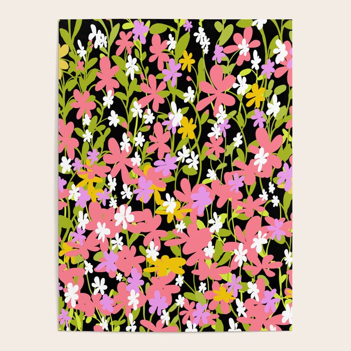 Summer flower meadow on black Poster Gallery Image 4