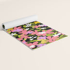 Summer flower meadow on black Yoga Mat Gallery Image 2