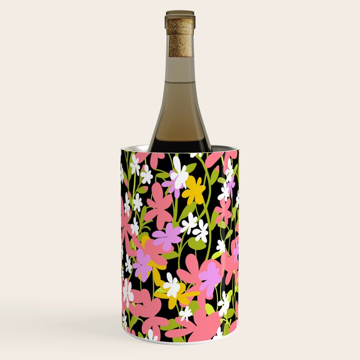 Summer flower meadow on black Wine Chiller Gallery Image 1