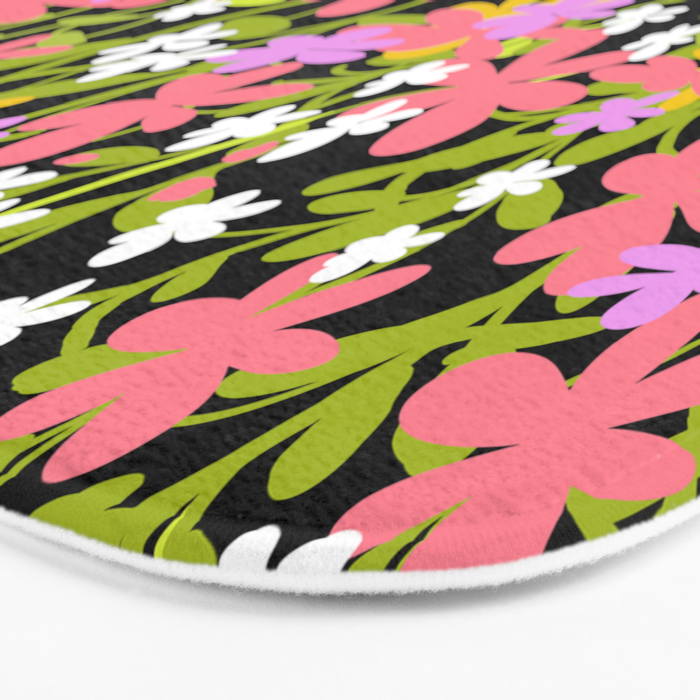 Summer flower meadow on black Bath Mat Gallery Image 3