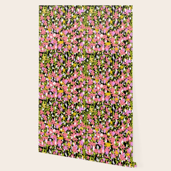 Summer flower meadow on black Wallpaper Gallery Image 2