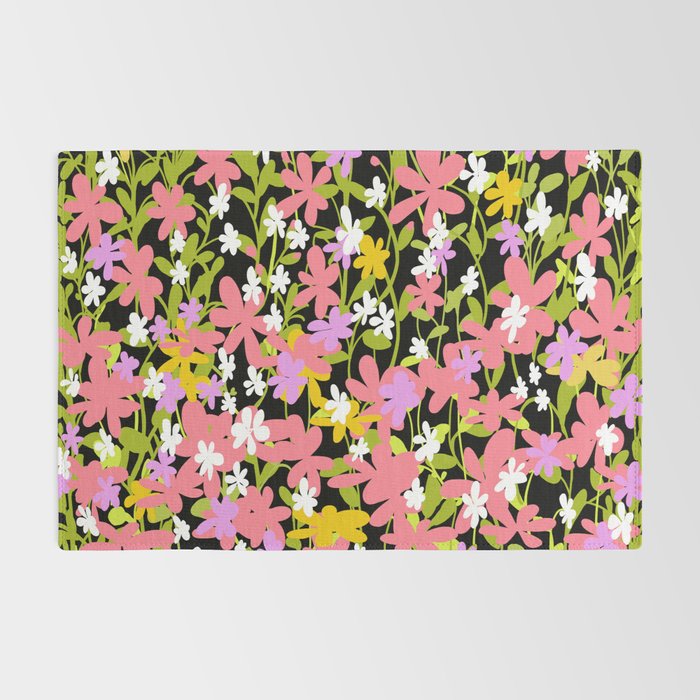 Summer flower meadow on black Rug Gallery Image 2