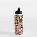Summer flower meadow on black Water Bottle Gallery Image 3
