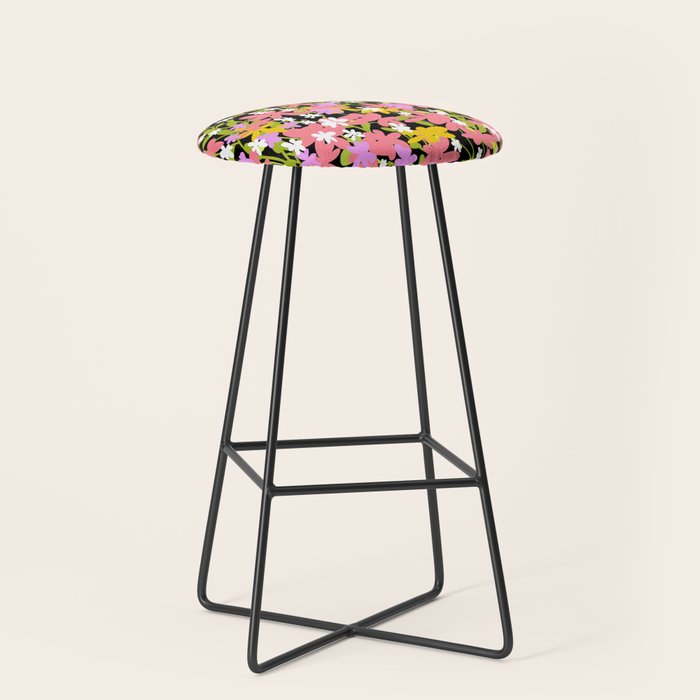 Summer flower meadow on black Stool Gallery Image 1