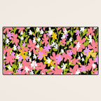 Summer flower meadow on black Desk Mat Gallery Image 3