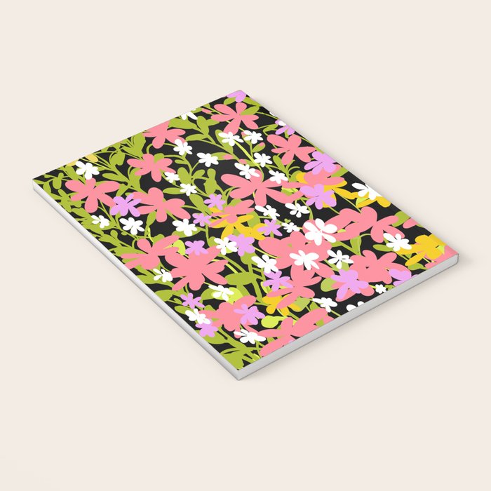 Summer flower meadow on black Notebook Gallery Image 3
