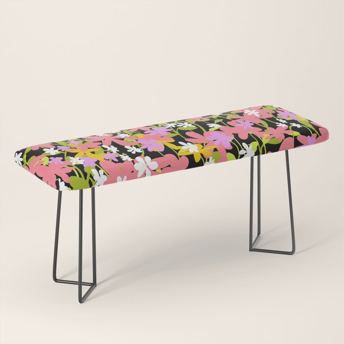 Summer flower meadow on black Bench Gallery Image 1