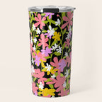 Summer flower meadow on black Travel Mug Gallery Image 1