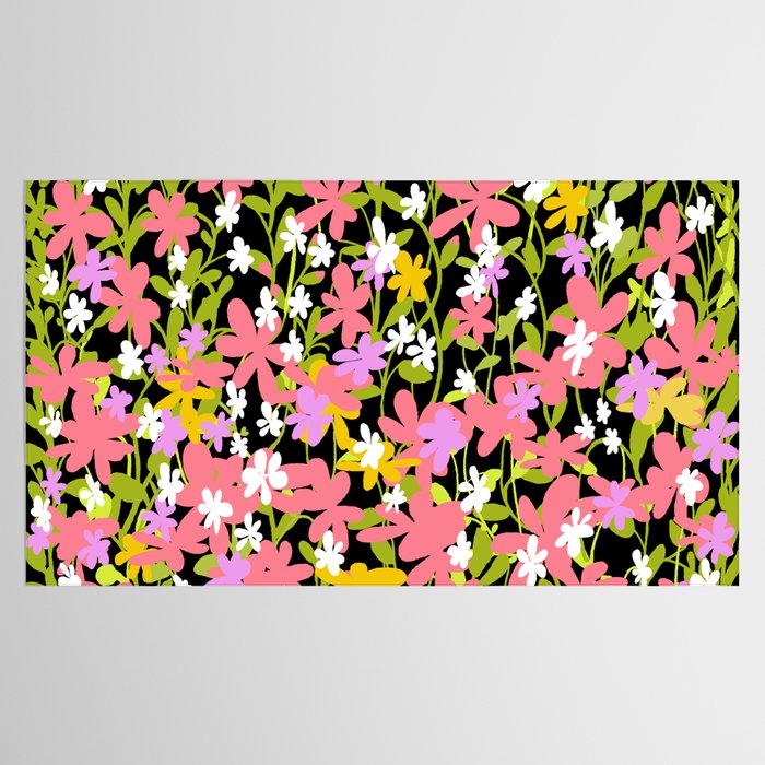 Summer flower meadow on black Tablecloth Gallery Image 2