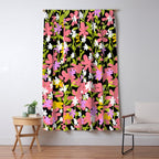 Summer flower meadow on black Window Curtain Gallery Image 5