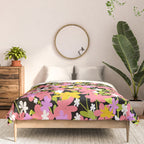 Summer flower meadow on black Comforter Gallery Image 3